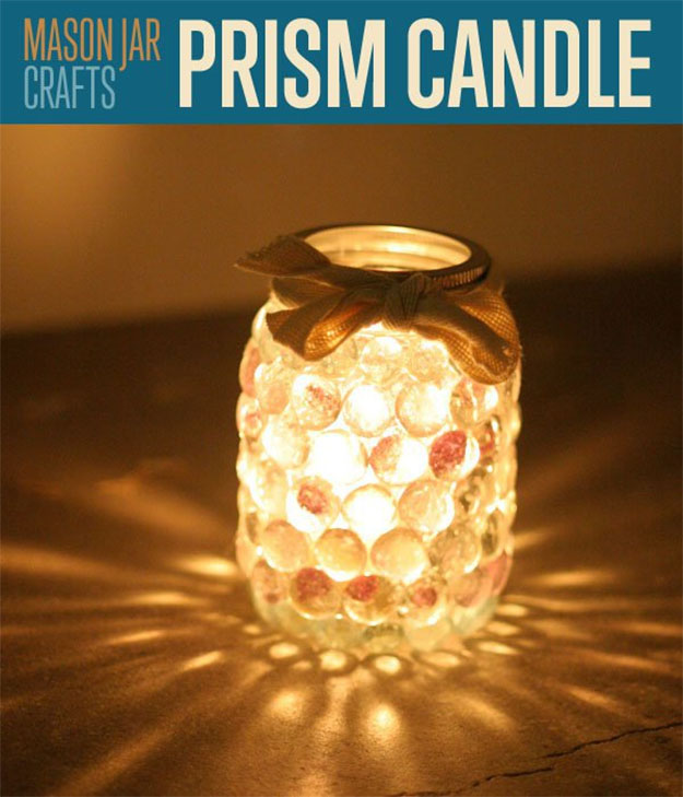 DIY Mason Jar Prism Candle | 32 DIY Mason Jar Crafts, check it out at https://youresopretty.com/32-diy-mason-jar-crafts/