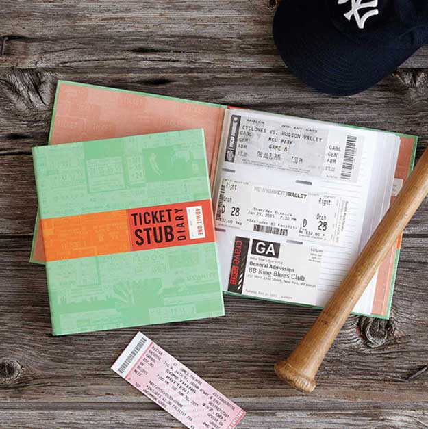 Ticket Stub Diary from Uncommon Goods | 12 Valentine’s Day Gifts For Him Under $100, check it out at https://youresopretty.com/valentines-day-gifts-for-him/