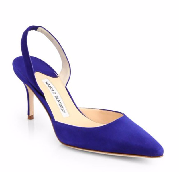 Manolo Blahnik Carolyne Suede Slingback Pumps | 10 Cute Slingback Shoes for Spring 2016, check it out at https://youresopretty.com/cute-slingback-shoes/