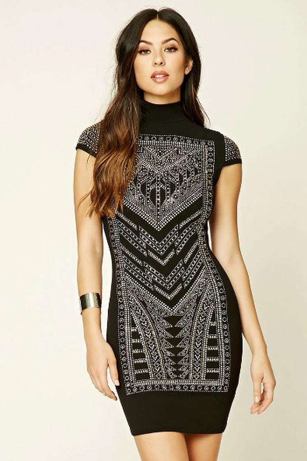High-Neck Studded Bodycon Dress | 10 Black Homecoming Dresses From Our Favorite Online Shops