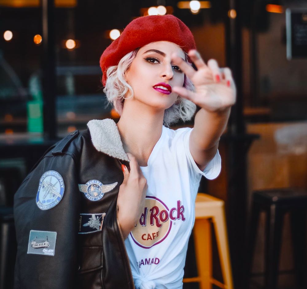 Woman In Red Beret White T-shirt and Jacket | 180 Cute Outfits for Every Season, Mood, Texture & Hue