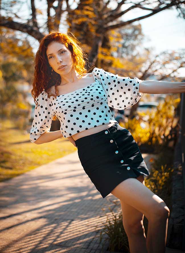 photo of woman wearing polka dots blouse and skirt for casual summer outfits for over 40 | Casual Summer Outfits For Women Over 40 | casual summer outfits for over 40
